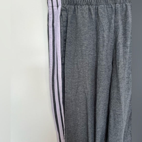 Adidas Gray Track Pants with White Stripes - Picture 4 of 6